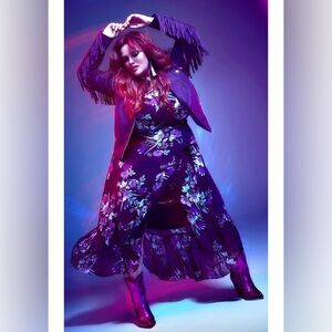 Floral Wrap Dress in Burgundy and Pink